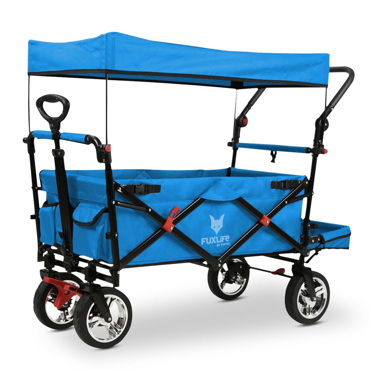 FUXTEC handcart FX-CT800 with UV-protected sun canopy, push handle & interior extension