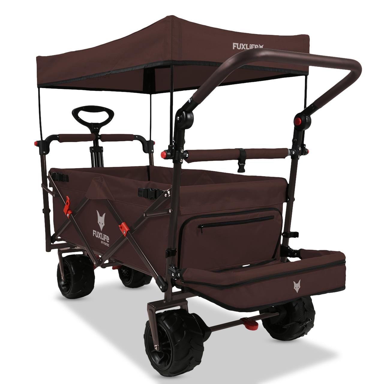 FUXTEC beach handcart FX-CTB800 with UV-protected sun canopy, push handle & interior extension