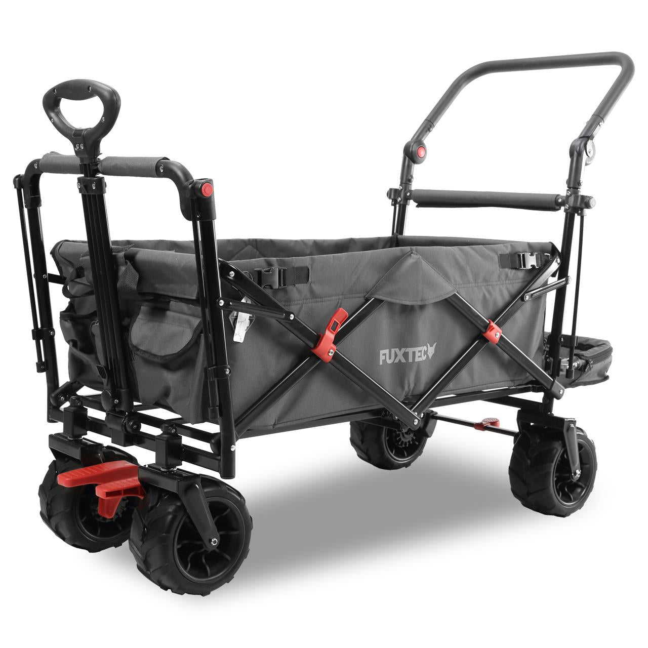FUXTEC beach handcart FX-CTB800 with UV-protected sun canopy, push handle & interior extension