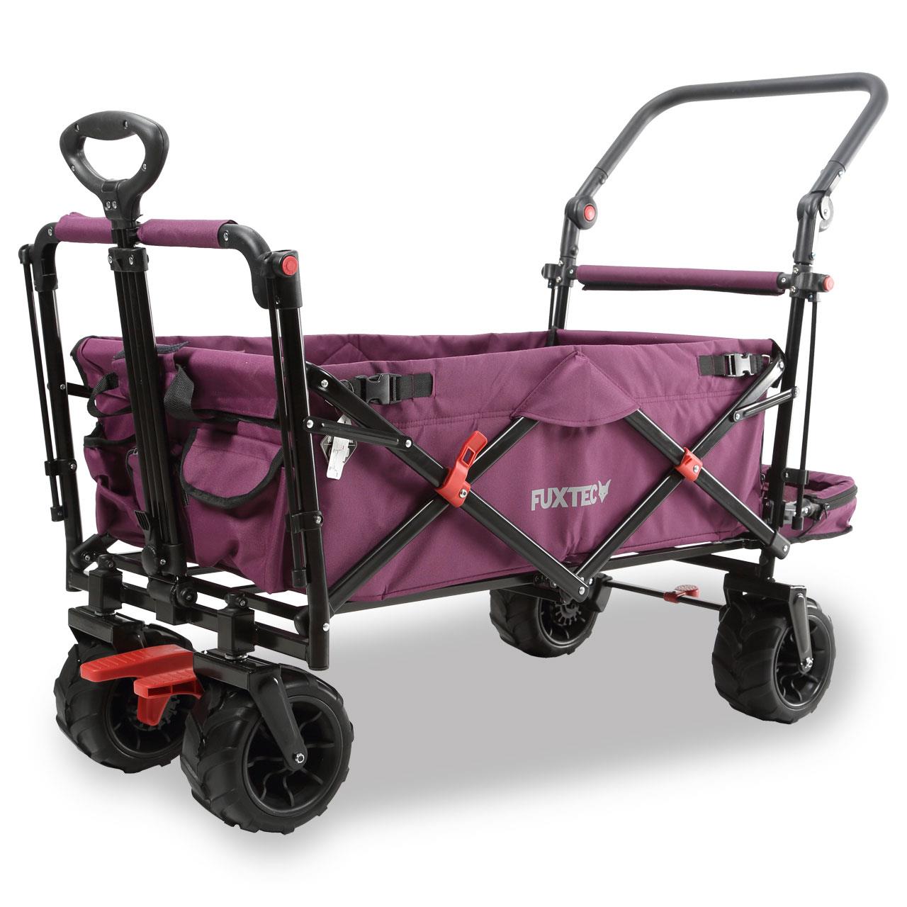 FUXTEC beach handcart FX-CTB800 with UV-protected sun canopy, push handle & interior extension