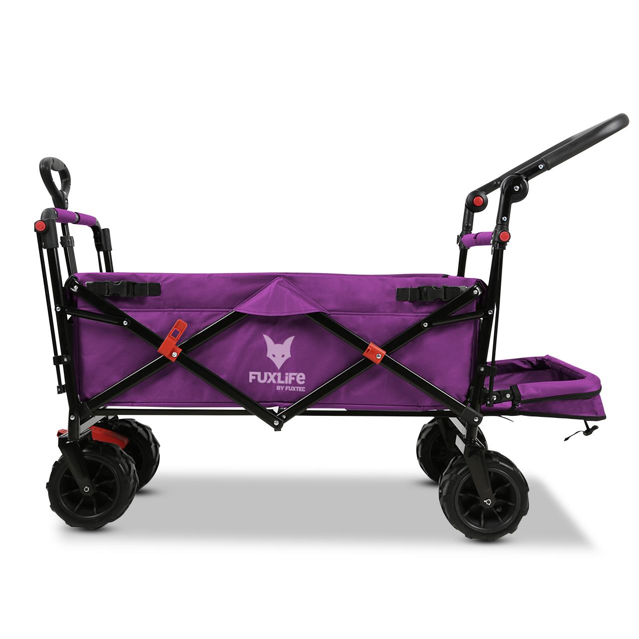 FUXTEC beach handcart FX-CTB800 with UV-protected sun canopy, push handle & interior extension