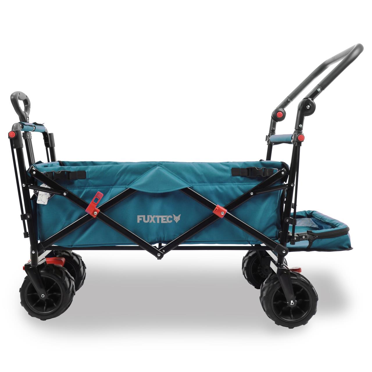 FUXTEC beach handcart FX-CTB800 with UV-protected sun canopy, push handle & interior extension