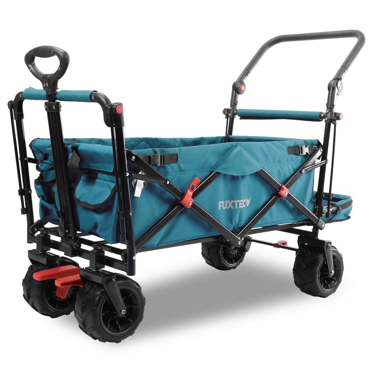 FUXTEC beach handcart FX-CTB800 with UV-protected sun canopy, push handle & interior extension