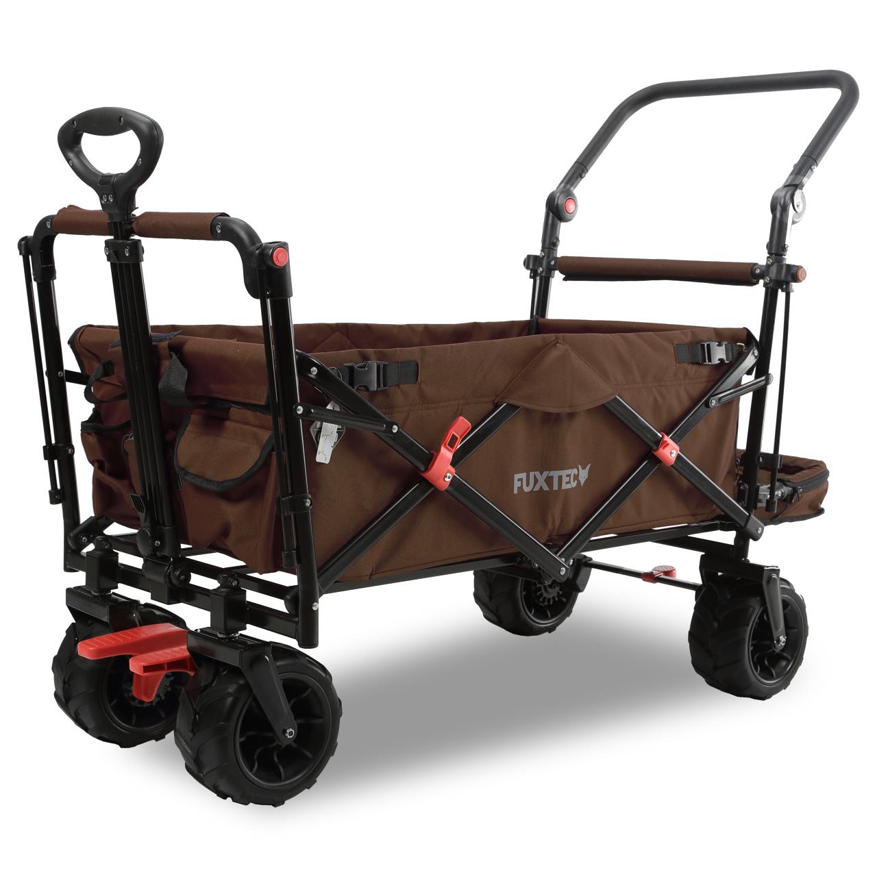 FUXTEC beach handcart FX-CTB800 with UV-protected sun canopy, push handle & interior extension