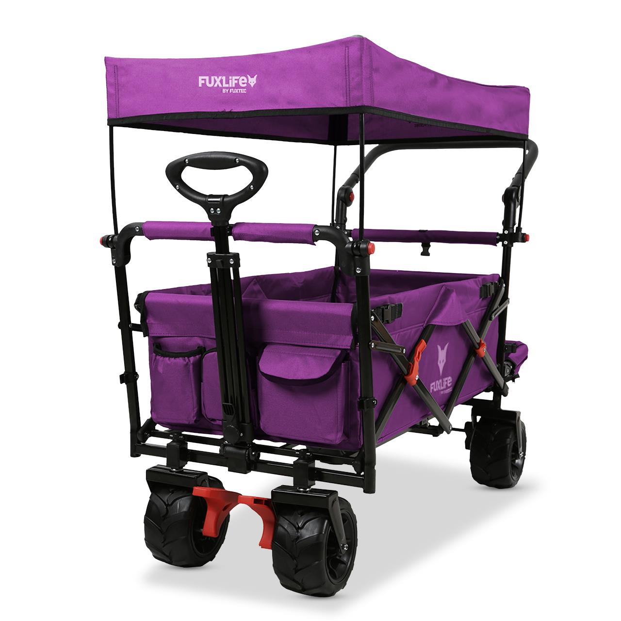 FUXTEC beach handcart FX-CTB800 with UV-protected sun canopy, push handle & interior extension