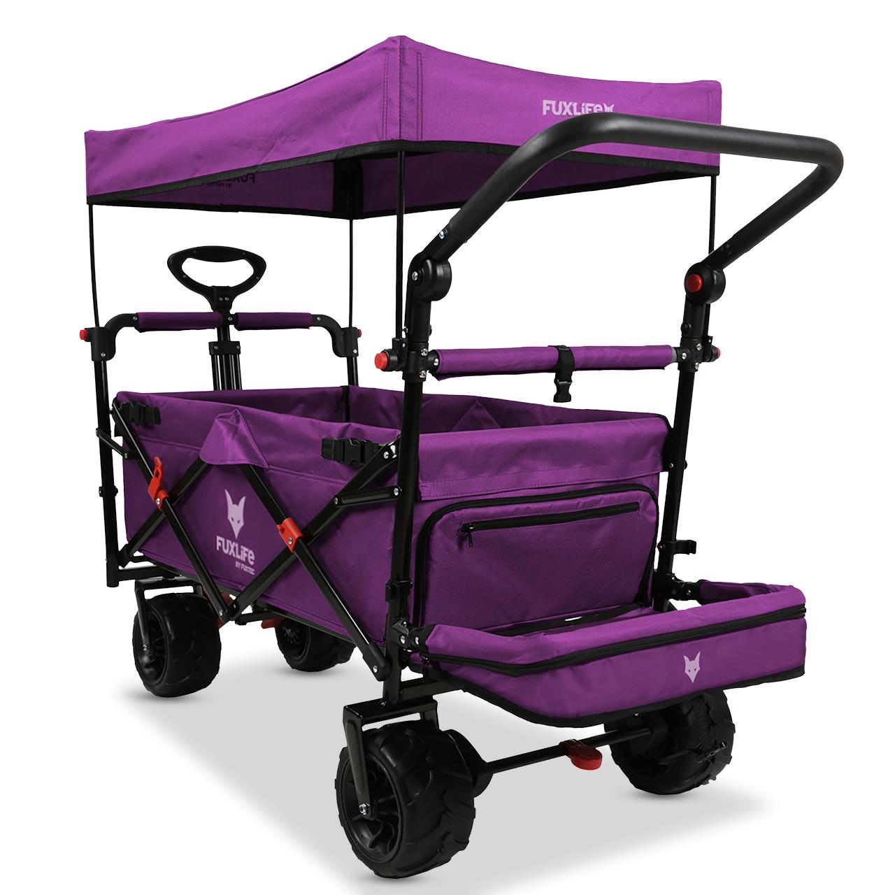FUXTEC beach handcart FX-CTB800 with UV-protected sun canopy, push handle & interior extension