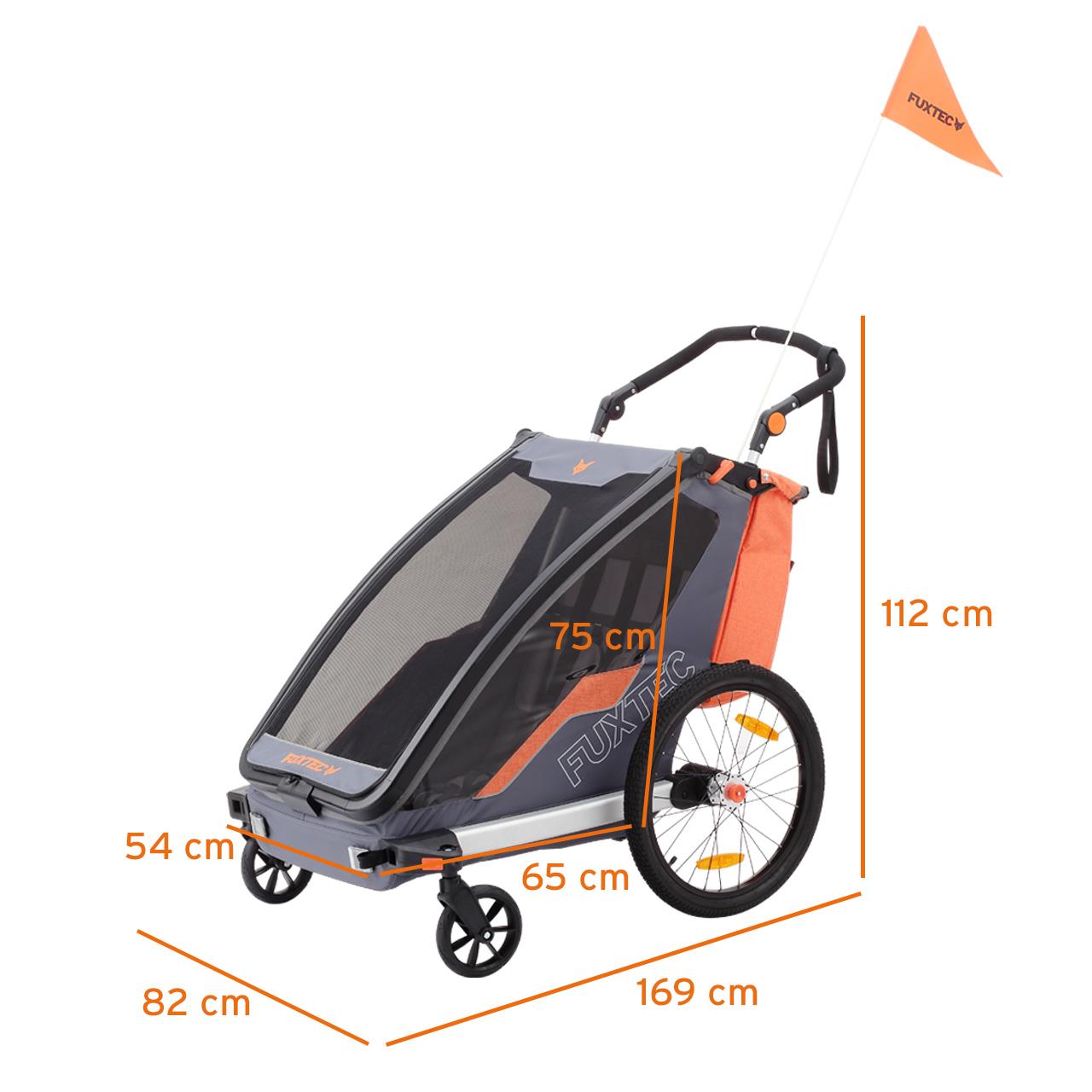 FUXTEC bicycle trailer/jogger FX-FA1-SET-GRAU with jogger wheel
