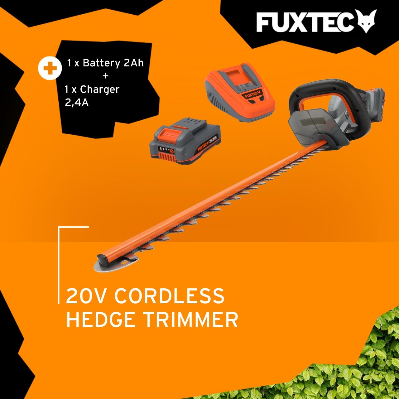 FUXTEC Cordless Hedge Trimmer FX-HT20 SET – 52cm Blade Length