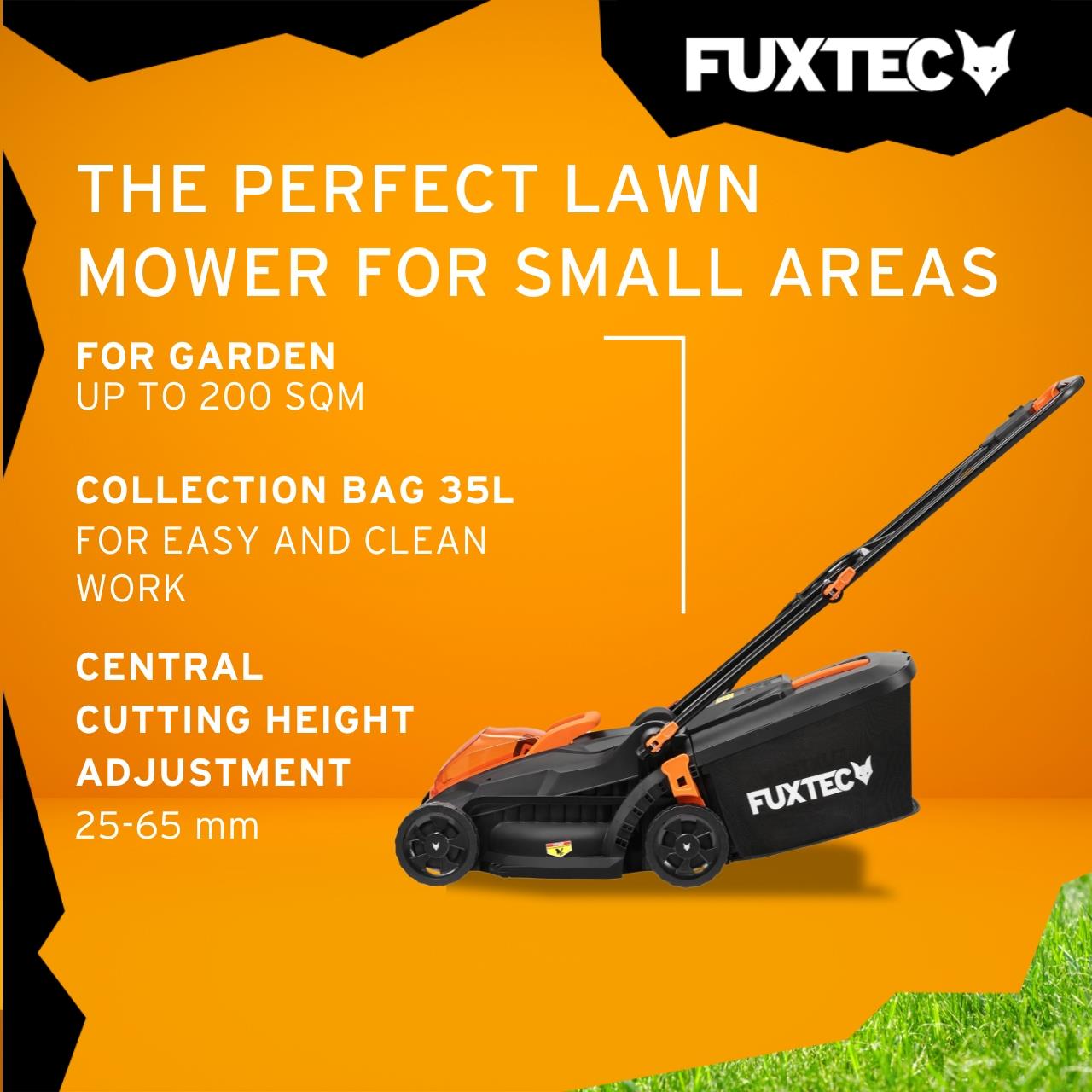 FUXTEC Cordless Lawn Mower FX-LM2030SET-UK – 20V Battery Mower 33cm Cutting Width